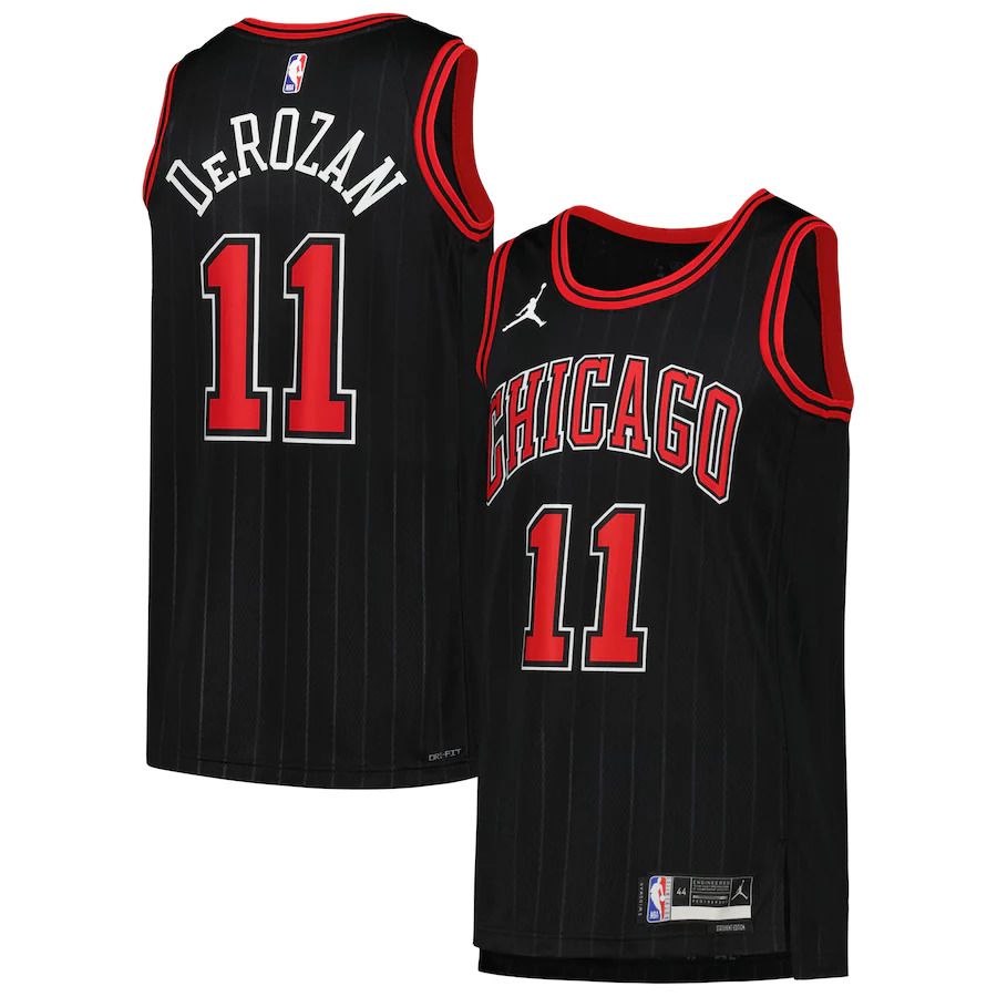 Men Chicago Bulls 11 DeMar DeRozan Jordan Brand Black Statement Edition 2022-23 Swingman NBA Jersey